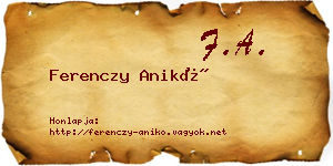 Ferenczy Anikó névjegykártya